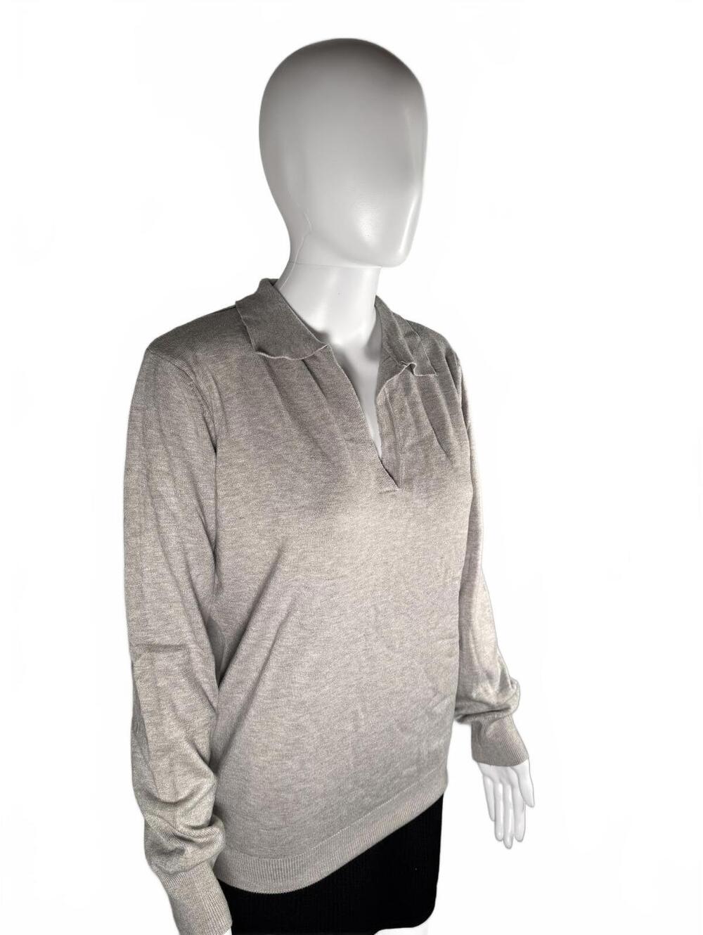 NWT LBLC The Label Womens Heather Grey Christina Collared V Neck Top Size Large - Picture 5 of 7